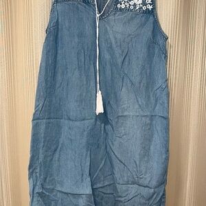 Gap UltraSoft Denim Floral Popover Mini Dress